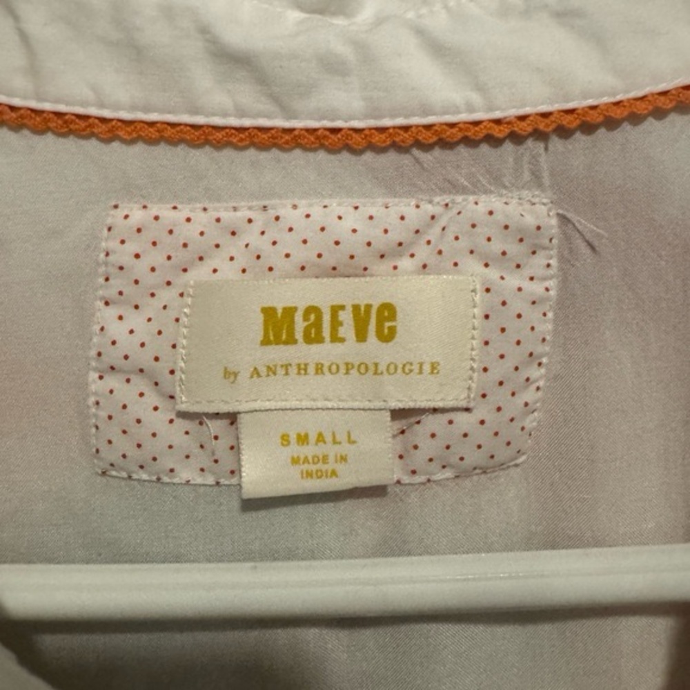 Maeve x Anthropologie Midi Shirt Dress sleeveless cap cotton Floral buttons USS - Picture 2 of 6